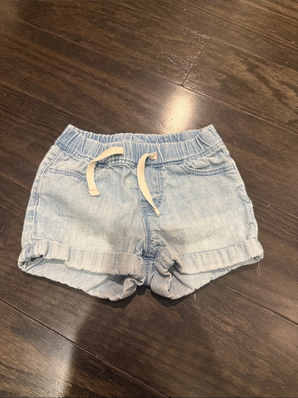 GAP Light Blue Denim Ruffle Hem Kids Shorts with Drawstring